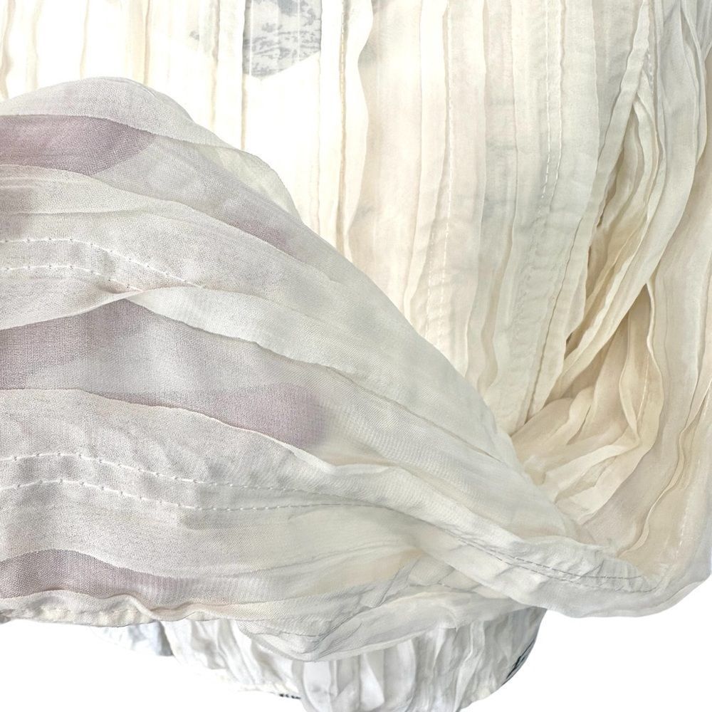 Line & Dot Ivory‎ Ruffle Pleaded Sheer Blouse, Small - Picture 6 of 11